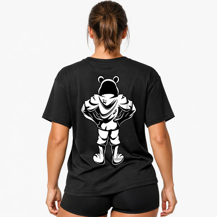 Bear (Backprint) B&WOversized Shirt