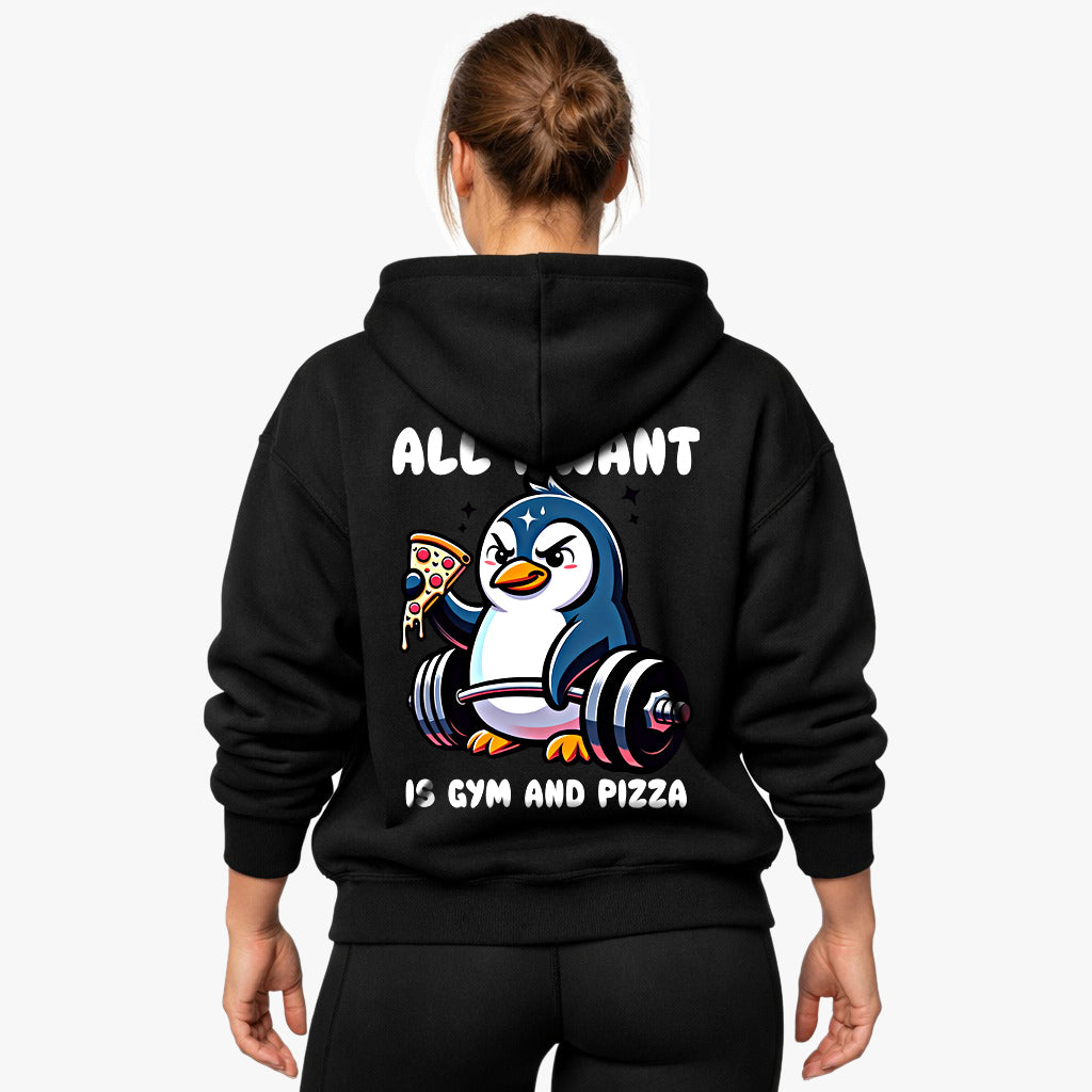 Pizza Penguine (Backprint) Oversized Hoodie