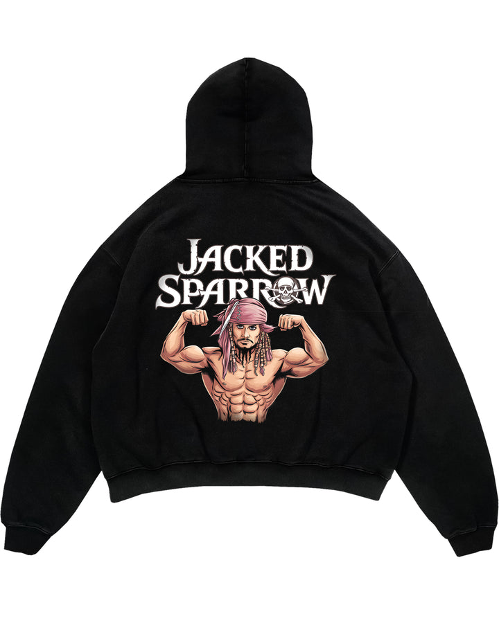 Felpa con cappuccio oversize Jacked Sparrow (stampa sul retro).