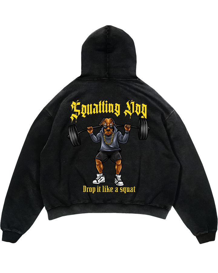 Squatting dog (Backprint) Oversized Hoodie